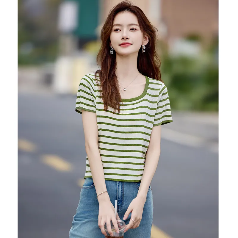 Still quiet Knitwear Women's Green Stripes-2