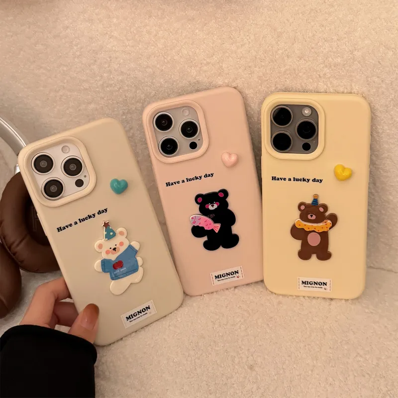 Cuttlefish Grid TPU Material INS 3D Effect Heart Animal Cartoon Phone Case Compatible With Apple 16/15/14/13/12/11-4