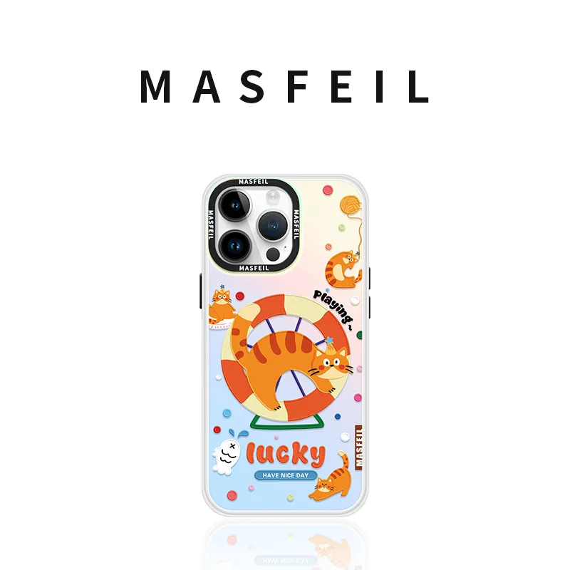 Marsfield Acrylic Material Laser Magnetic Spinny Kitten Phone Cases Compatibility Apple 16/15/14/13 Pro/Pro Max-1