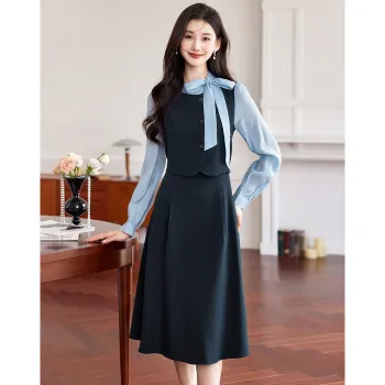 Like The Age Of Water Long Sleeved Dress Women's Navy Blue