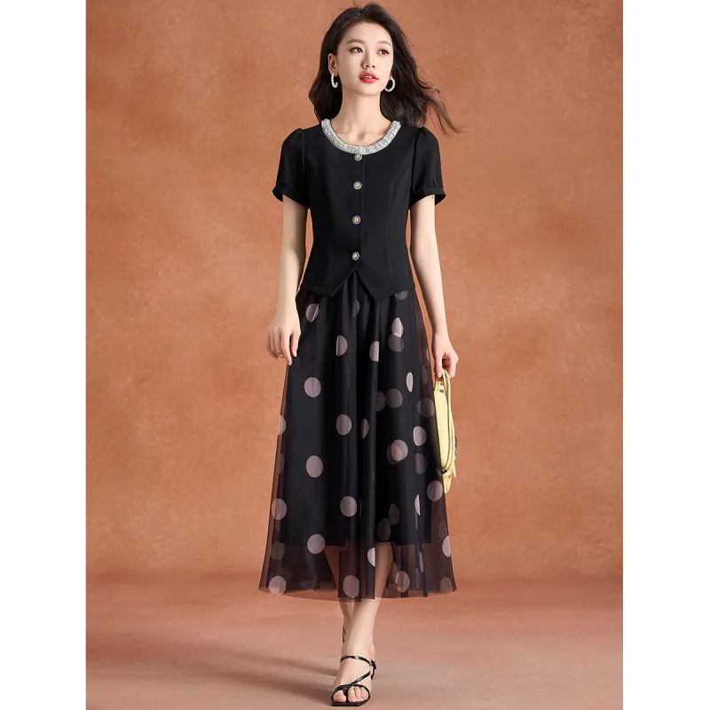Mylan Two Piece Skirt Sets Women's Black-5