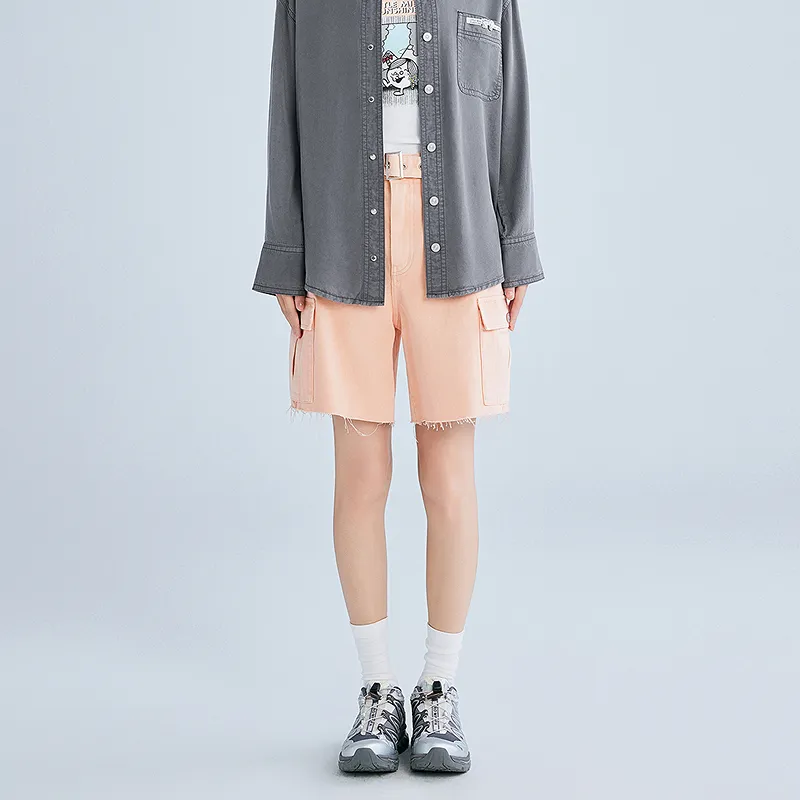 LEDIN Denim Shorts Women's Salmon Pink-5