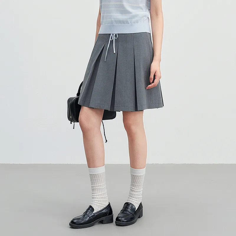 LEDIN Casual Short Skirts Women's Tin Gray In Stock-4