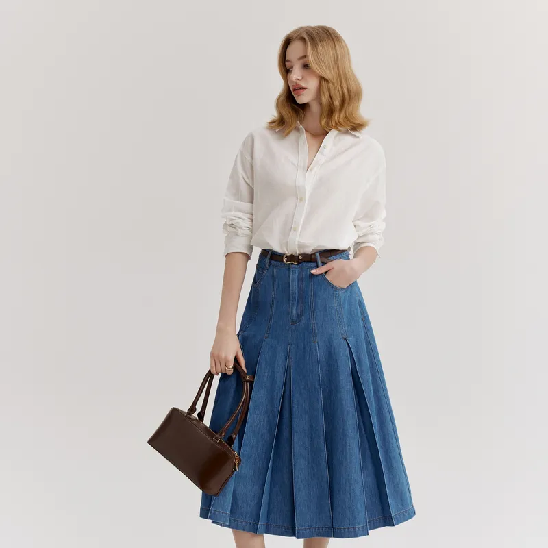 E.land Denim Long Skirt Women's Denim-2