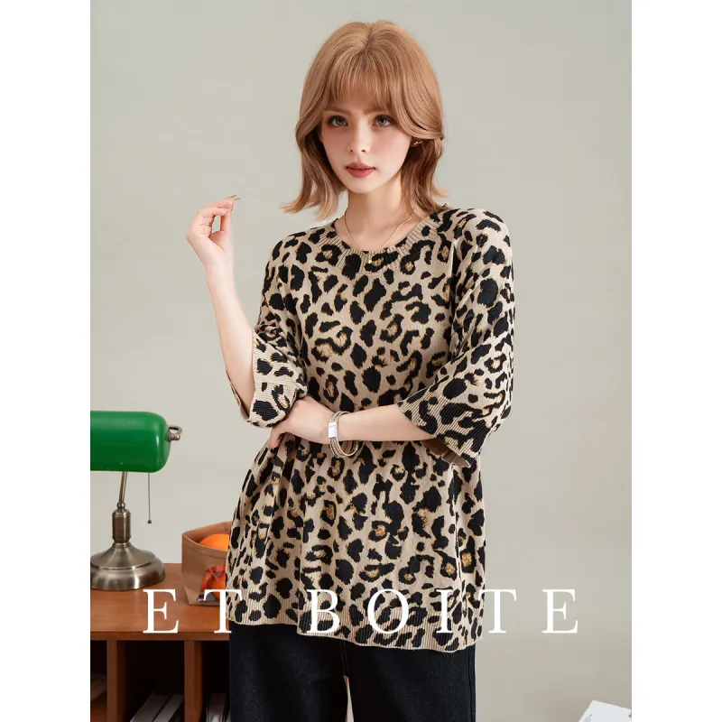 FAWENXIANGZI T Shirt Women's Light Cheetah Print-3