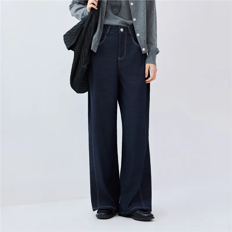 UNIQLO Casual Pants Women's Dark Blue Denim-3