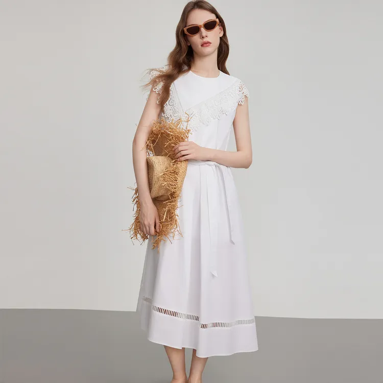 ELLE Sleeveless Dress Women's White-3