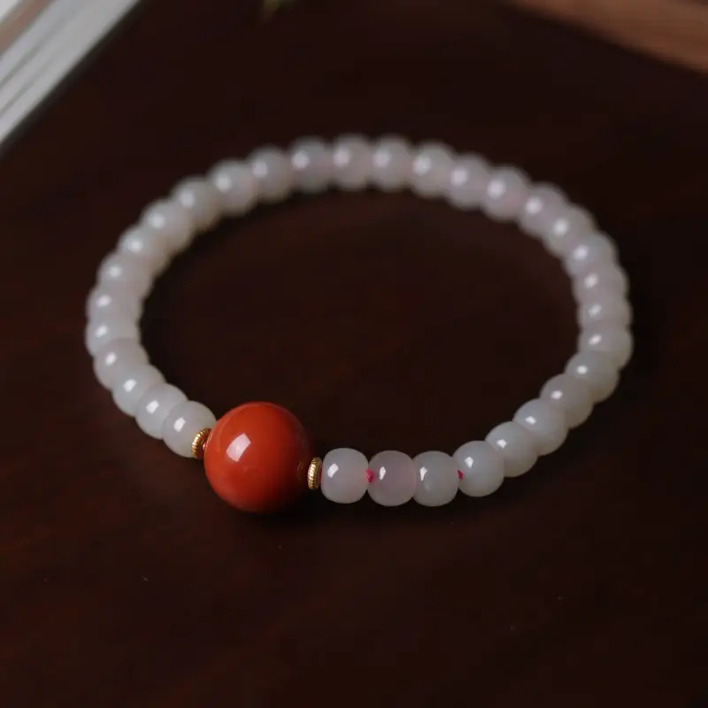 TIANTAISHAN Hetian Jade Bracelets Lotus Root Powders Unisex-3