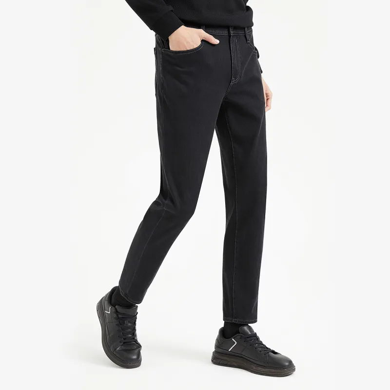 LESS IS MORE Versatile Trendy Washed Mall Same Style Jeans Men's Black-3