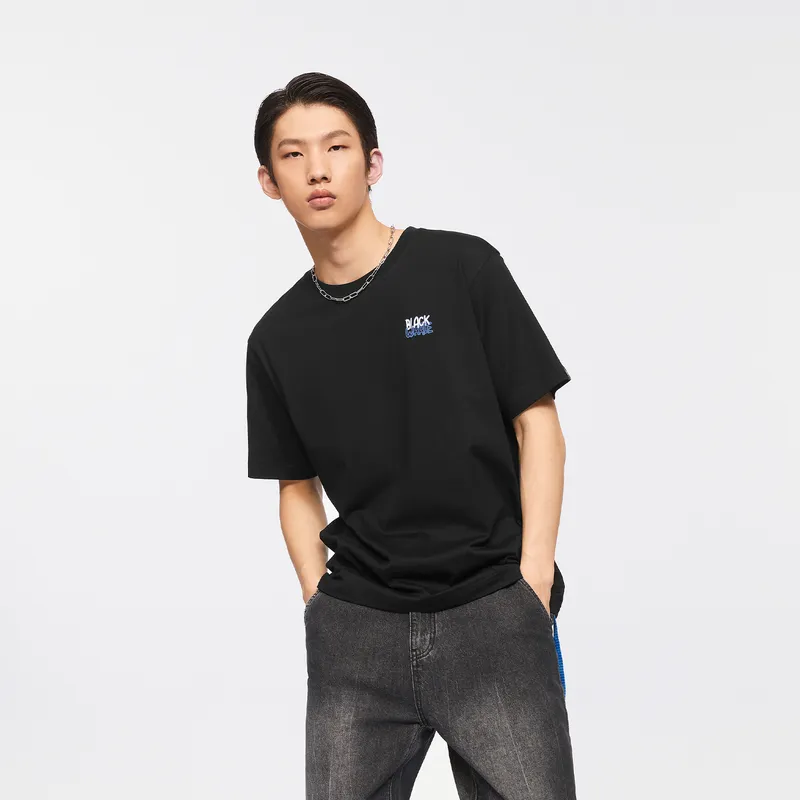 HLA JEANS T Shirts Men Black E2-4