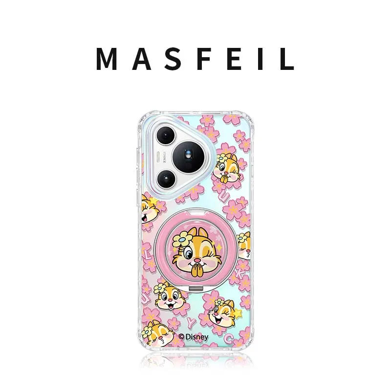 Marsfield Acrylic Material 360 Iridescent Support Point Pink Floral Squirrel Phone Cases Compatibility Huawei P70/PRO-1