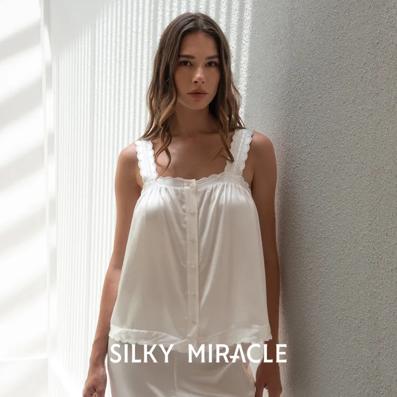 SILKY MIRACLE Pajama Set Women's Pearl White Clothing Sets-1