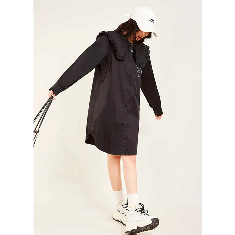 MUGUOGUOMU Long Sleeved Dresses Women's Black-3