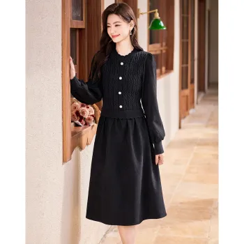 Like The Age Of Water Long Sleeved Dress Women's Black