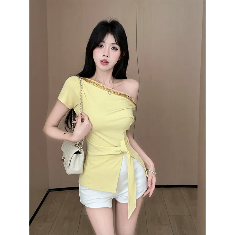 XIANSINIAO T Shirts Women's Yellow-3