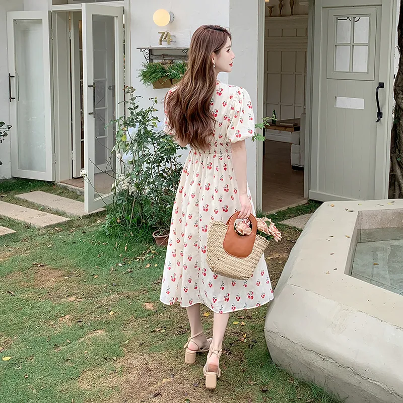 Flowers In Water Short Sleeved Dress Women's-0
