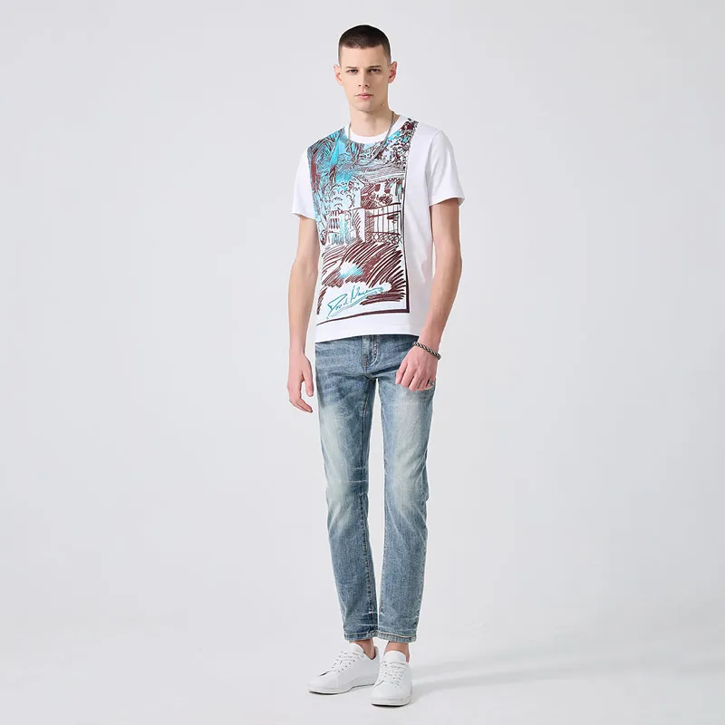 DAVID NAMAN T Shirts Men Blue With White Lettering-9