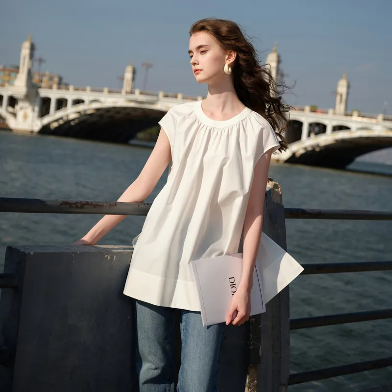3COLOUR Chiffon Shirts Women's Pearl White-2