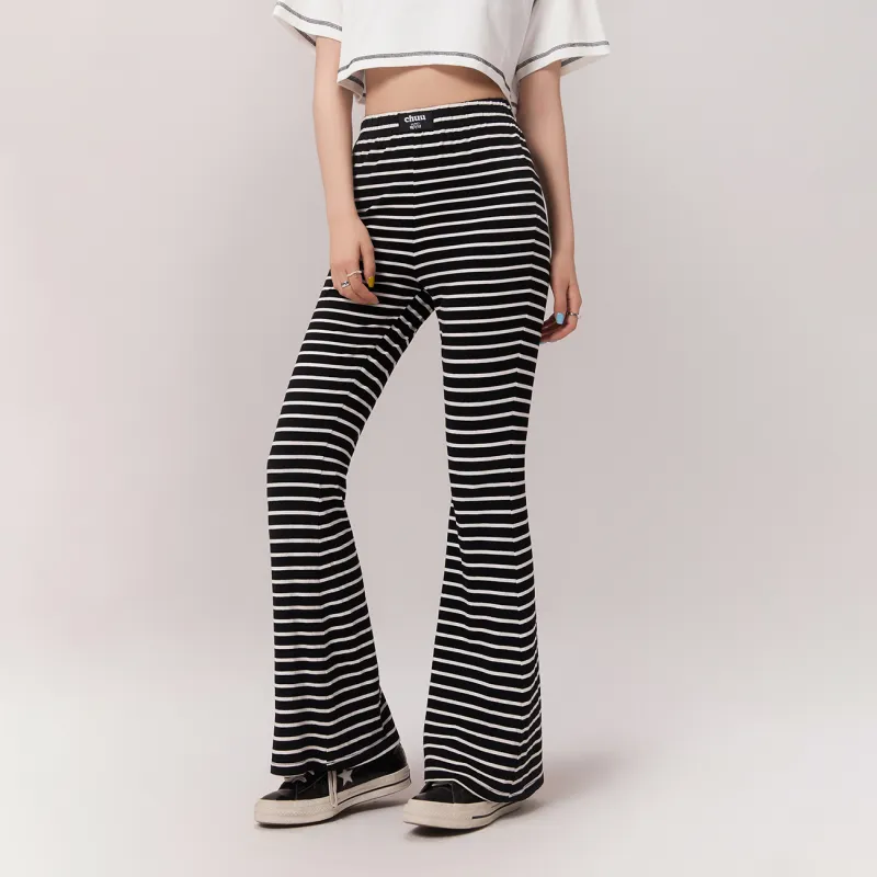 CHUU Casual Pants Women's Black White Stripes-2