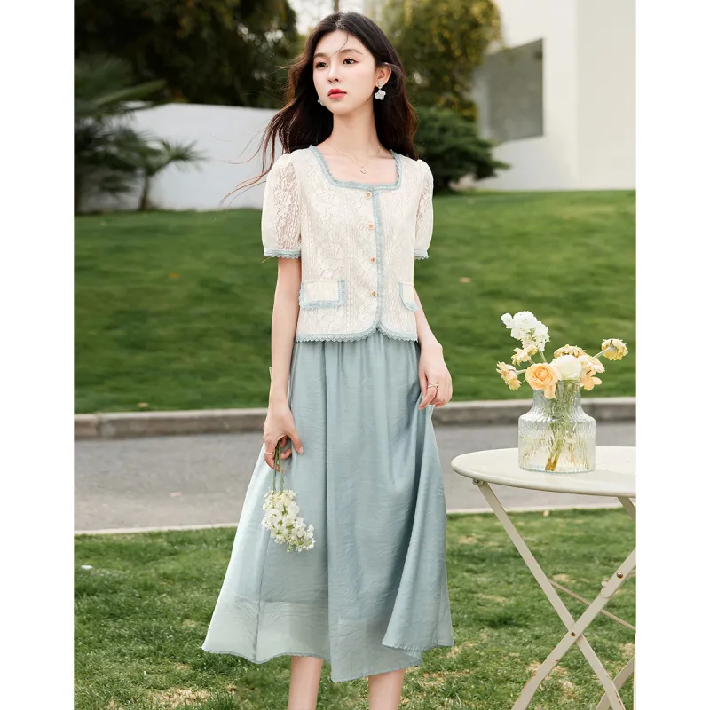 Like The Age Of Water Skirt Set Women's Blue-1
