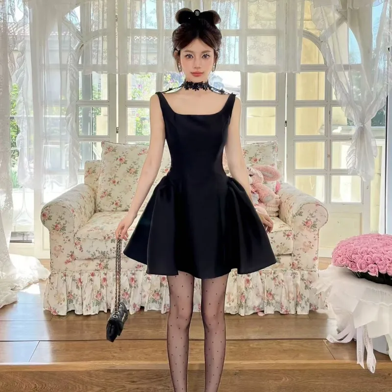GLEE DIARY Slip Dress Women's Black-5