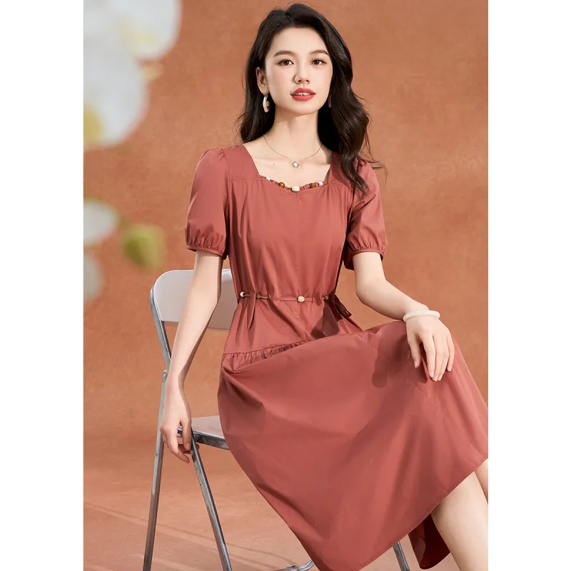 Mylan Summer Short Sleeved Dress Cinched Waist Women's-8