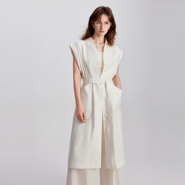 ELLE Summer New Arrival Sleeveless Skirt Women's Ecru-3