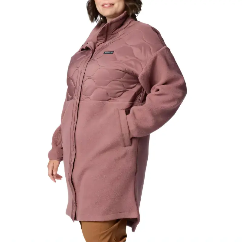 Columbia Cloud Point™ Long Fleece Jacket - Plus Size Velvet-feel Coat Women's Pink-2