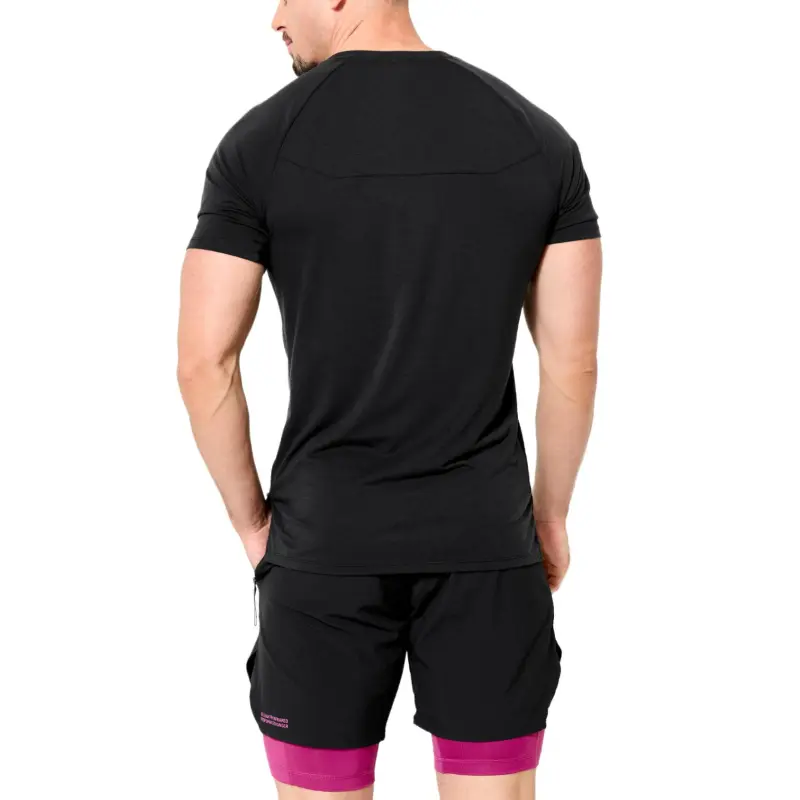 DECATHLON T Shirt Men's Smokey Black/Fuchsia-1
