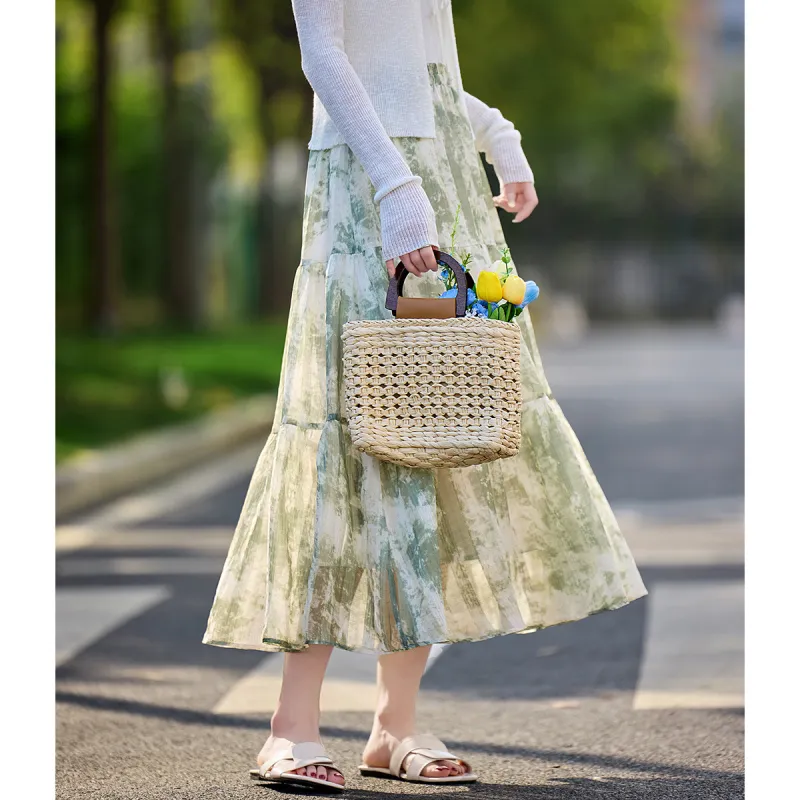 Still Quiet Spring, Summer Casual Short Skirts Regular Women's Green-2