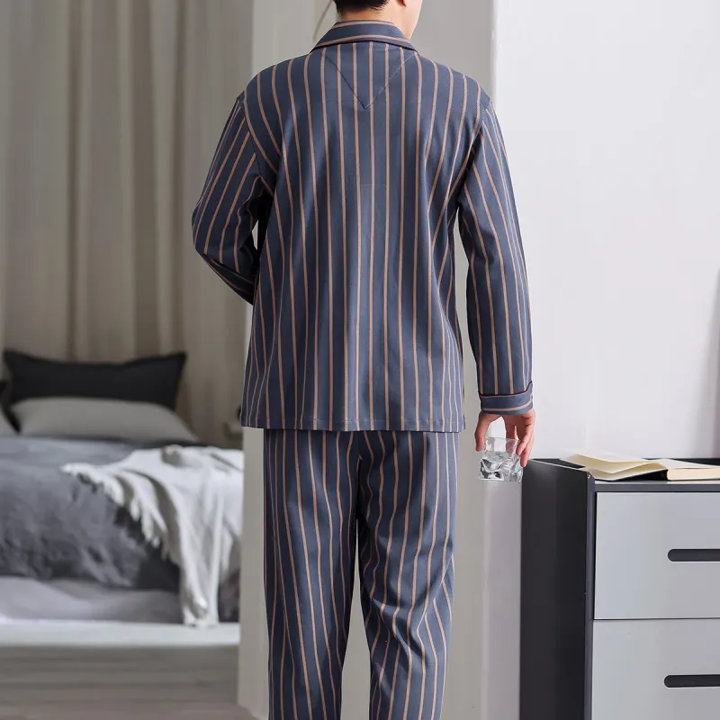 FARO Spring And Fall Pajama Set Men's Black Gray-5