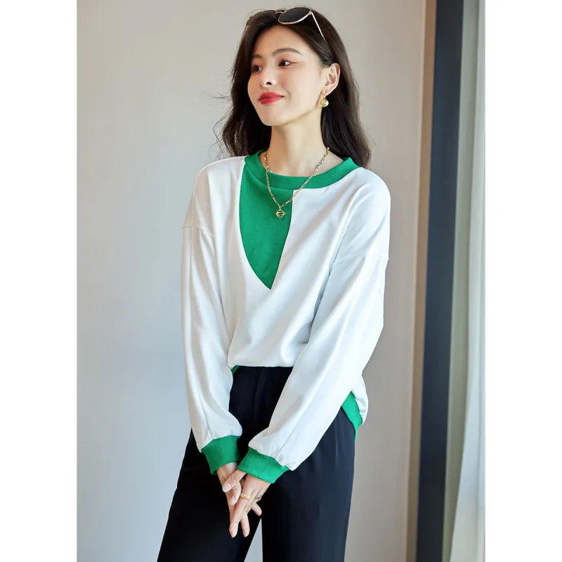 Like The Age Of Water Spring, Fall Sweatshirt Loose Fit Women's White-3