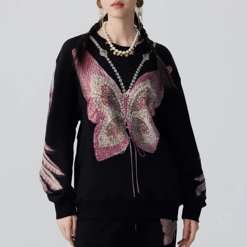 TCH Sweatshirt Women's Black With Pink Logo-2
