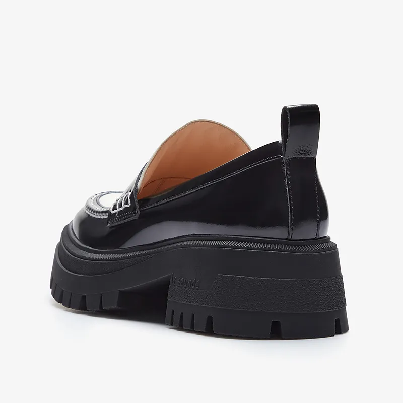 Le Saunda Loafers Women's Black+Ecru-2