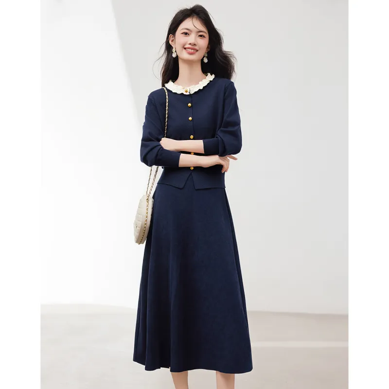XINFEIYU Skirt Set Women's Navy Blue-1