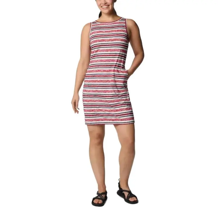 Columbia Chill River Sleeveless Dress Women's Night Demon Knight Spaced Stripes-3