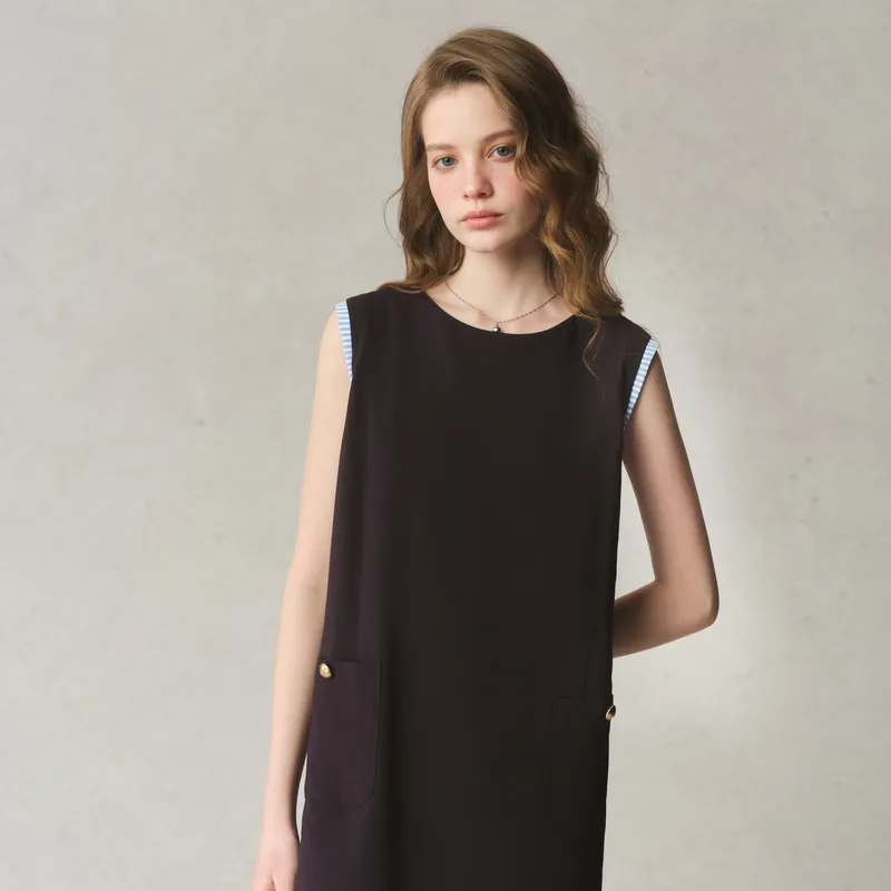 E.land Sleeveless Dress Women's Dark Navy Blue 03D/NAVY-2