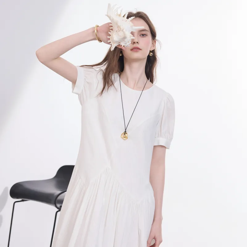 3COLOUR Short Sleeved Dress Women's Pearl White-4