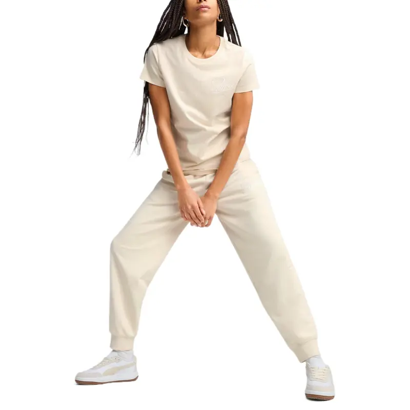 PUMA ESSScript Regular T Shirt Women's Ecru-4