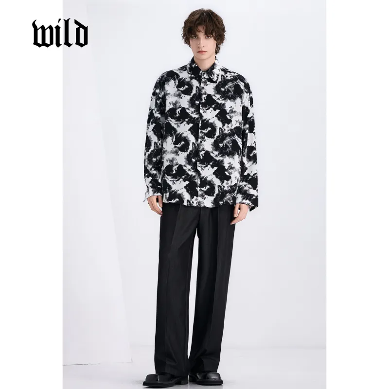 WILD LEADER Shirts Men Black With White Floral[CW51585A57]-3
