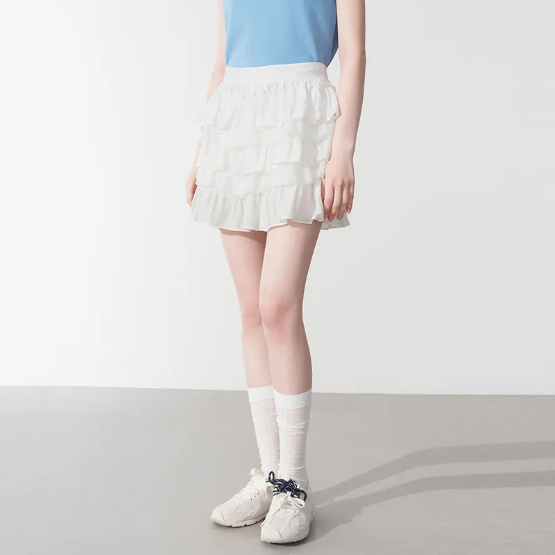 LEDIN Casual Short Skirts Women's Bright White-4