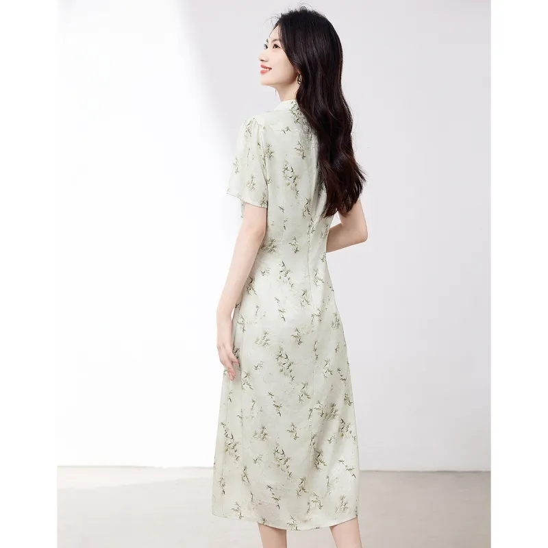 XINFEIYU Short Sleeved Dresses Women's Bamboo Green-2