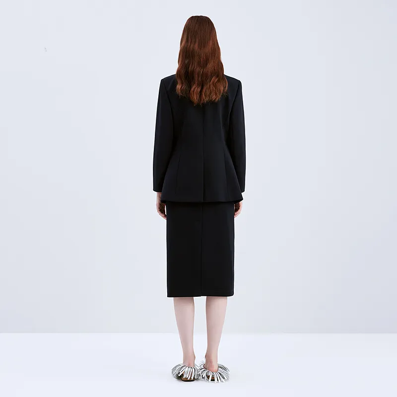 IDPAN Cropped Coats Women's Navy Blue-4
