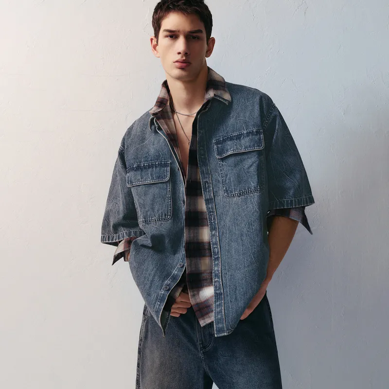 JACK JONES· Shirt Men's A14 Dark Denim Blue-2