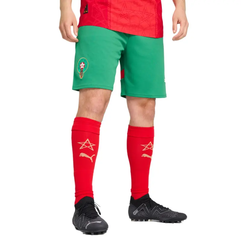PUMA SHORTSDRYCELL Morocco FRMF Soccer Bottoms Men's Green Red-2