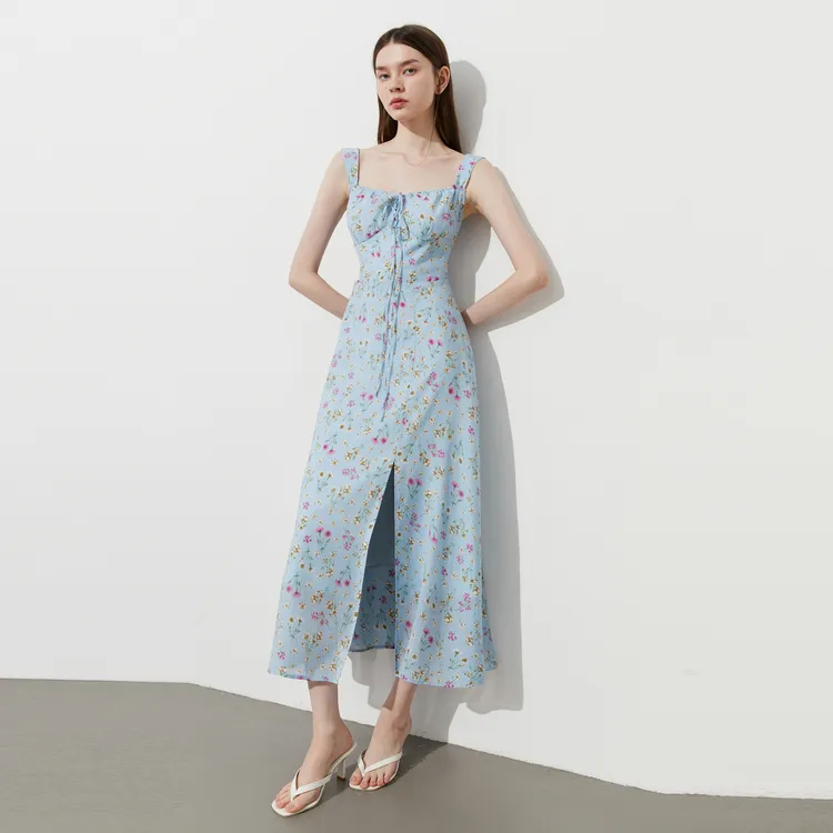 DPLAY Slip Dresses Women's Blue Daisy-4