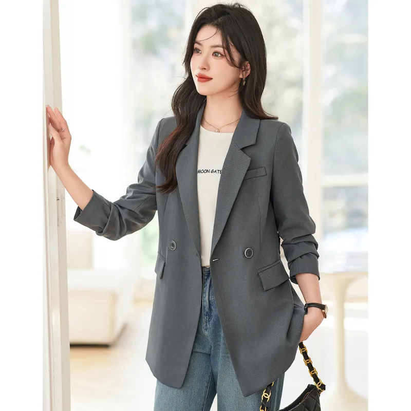 Like The Age Of Water Spring, Winter Business Suit Straight Women's Gray-1