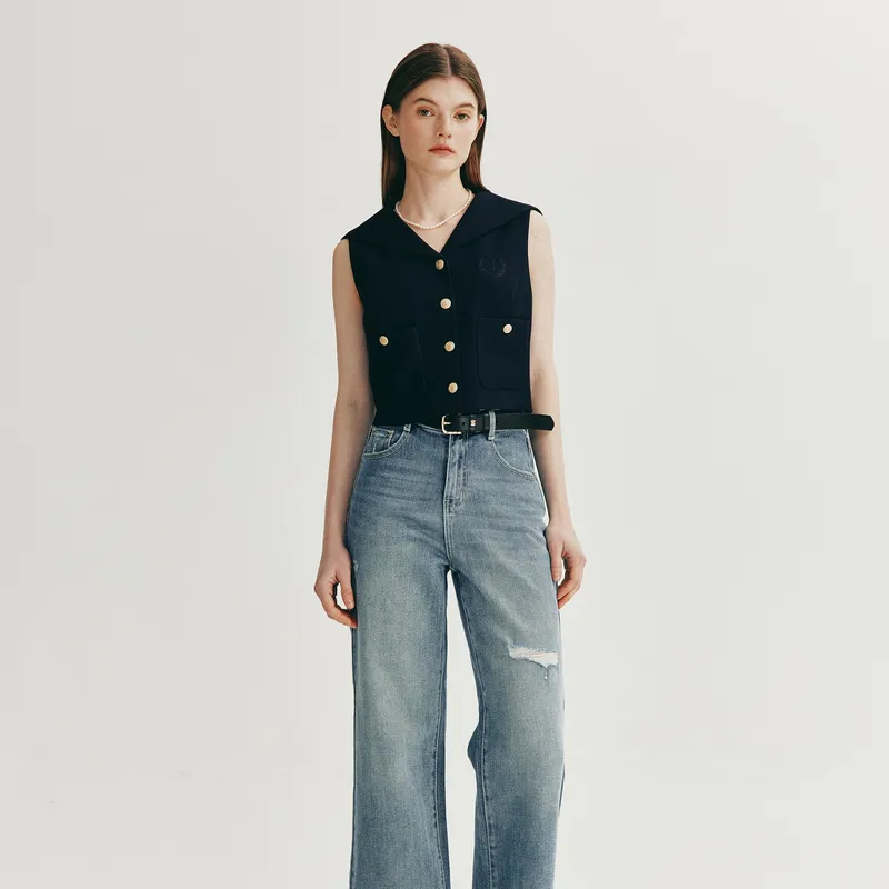 E.land Vests Women's Navy Blue 59Navy-3