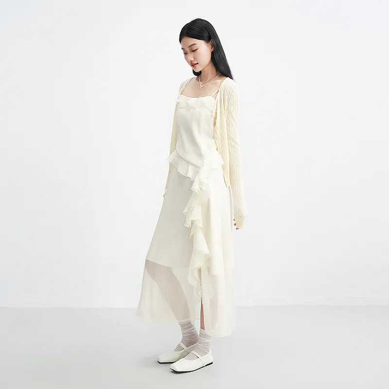 LEDIN Slip Dress Women's Cream Beige-4