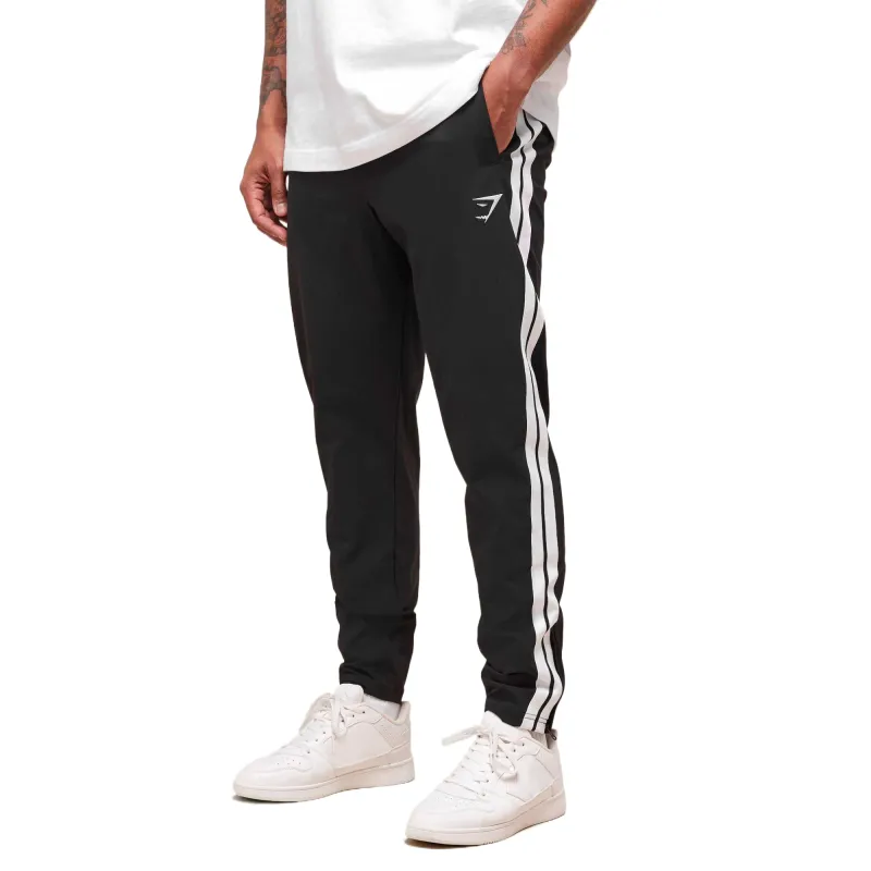 GYMSHARK Retro Side Stripe Joggers Sports Pants Men's Black-2